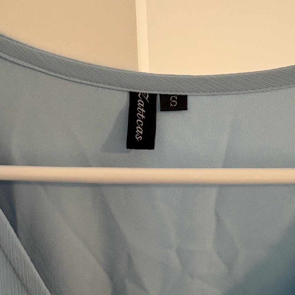 Light Blue V-Neck Dress - Picture 8 of 8